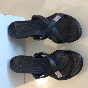 Crocs black cyprus heel Size w8